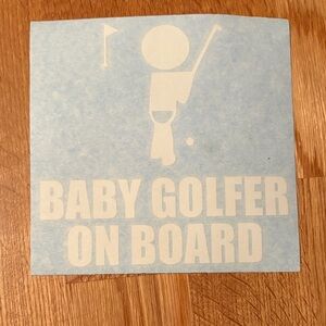 Baby Golfer On Board Sticker - White